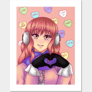 Pink Candy Heart Girl Posters and Art